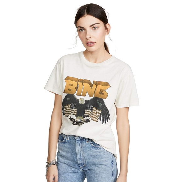 ANINE BING ORIGINAL BING DENIM VINTAGE WASH FADED BLACK T-SHIRT
